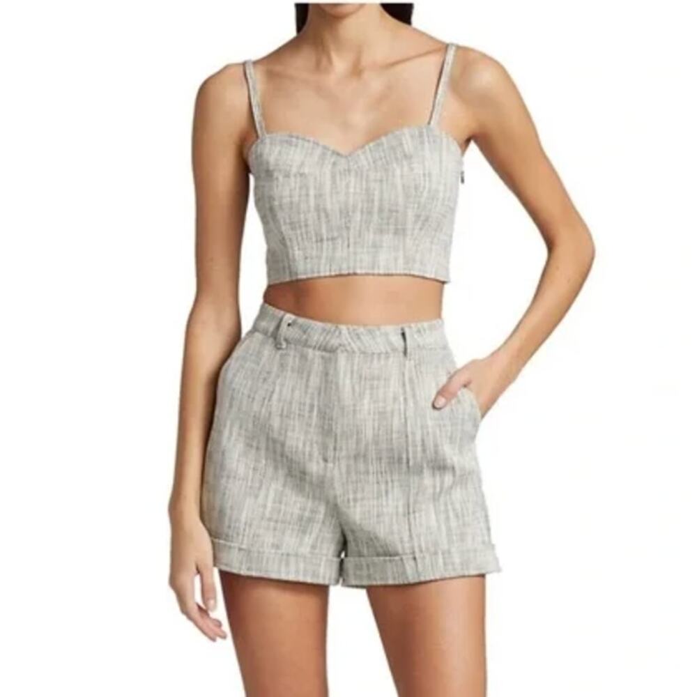 Cinq a Sept Silvia Top Corset Crop Gray Heather Size M